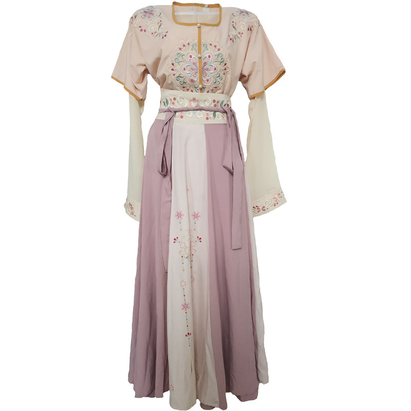 【花容】若湘阁原创汉服女坦领十二破裙一片式齐腰襦裙三件套敦煌