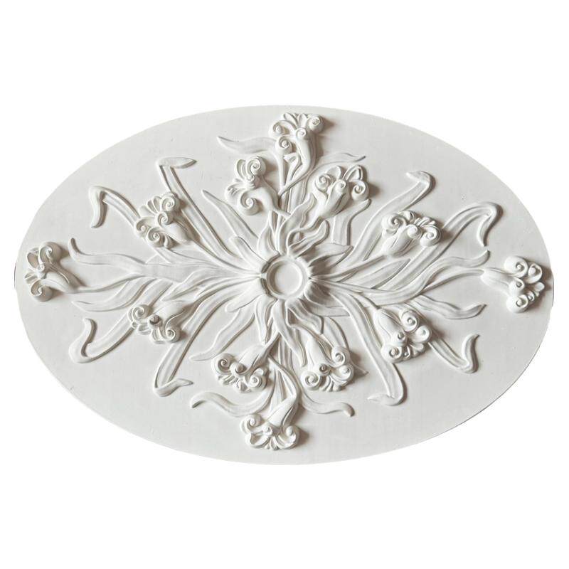 郁金香石膏灯盘线条新中式圆盘浮雕花法式网红爆款水仙花石膏灯盘