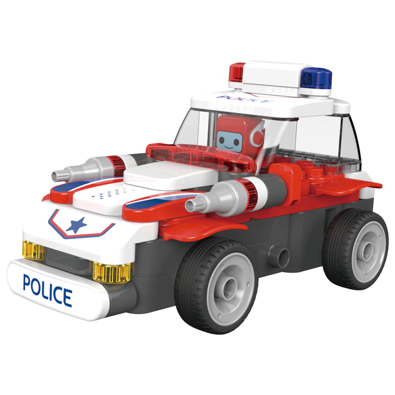 葡萄科技百变布鲁可警车儿童拼装玩具