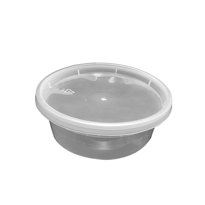 圆形1000ml一次性餐盒外卖加厚透明打包盒塑料快餐便当盒汤碗带盖