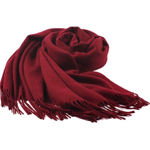 上海故事官方旗舰店羊毛中国红围巾女春秋薄款羊绒大红色酒红色 券