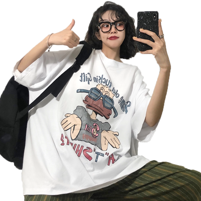 短袖t恤女ins潮夏装宽松韩版百搭网红学生原宿bf风嘻哈蹦迪上衣服