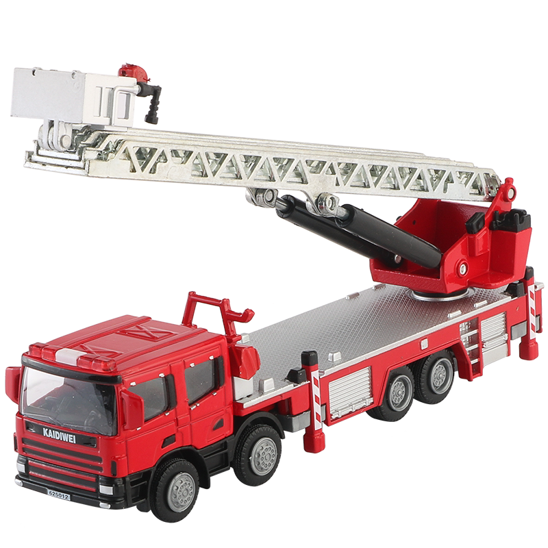 凯迪威合金消防车模型仿真男孩云梯车登高水罐车儿童119消防玩具