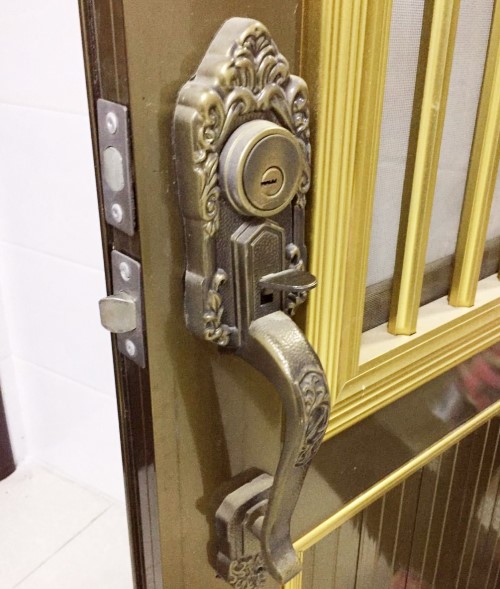 门锁圆形球锁圆头老式铝合金门球型锁芯家用室内球形锁通用三杆门