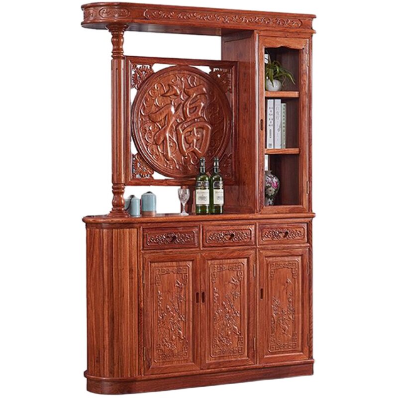 刺猬紫檀红木隔断柜客厅门厅屏风玄关柜新中式花梨木酒柜实木靠墙