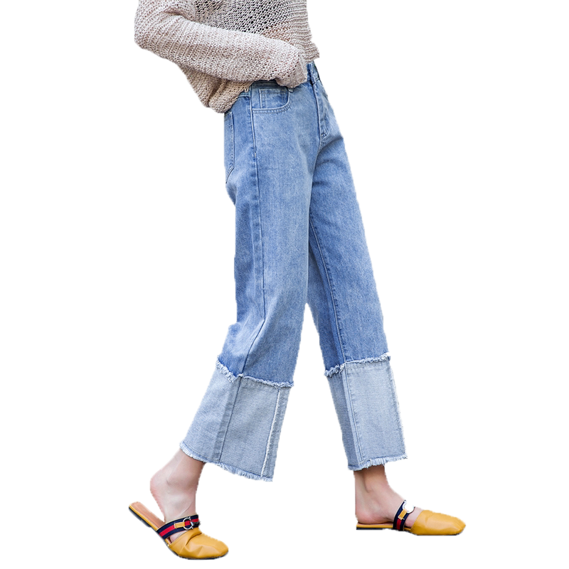 牛仔裤女宽松2020高腰显瘦浅色夏季薄款直筒裤九分裤垂感阔腿裤子