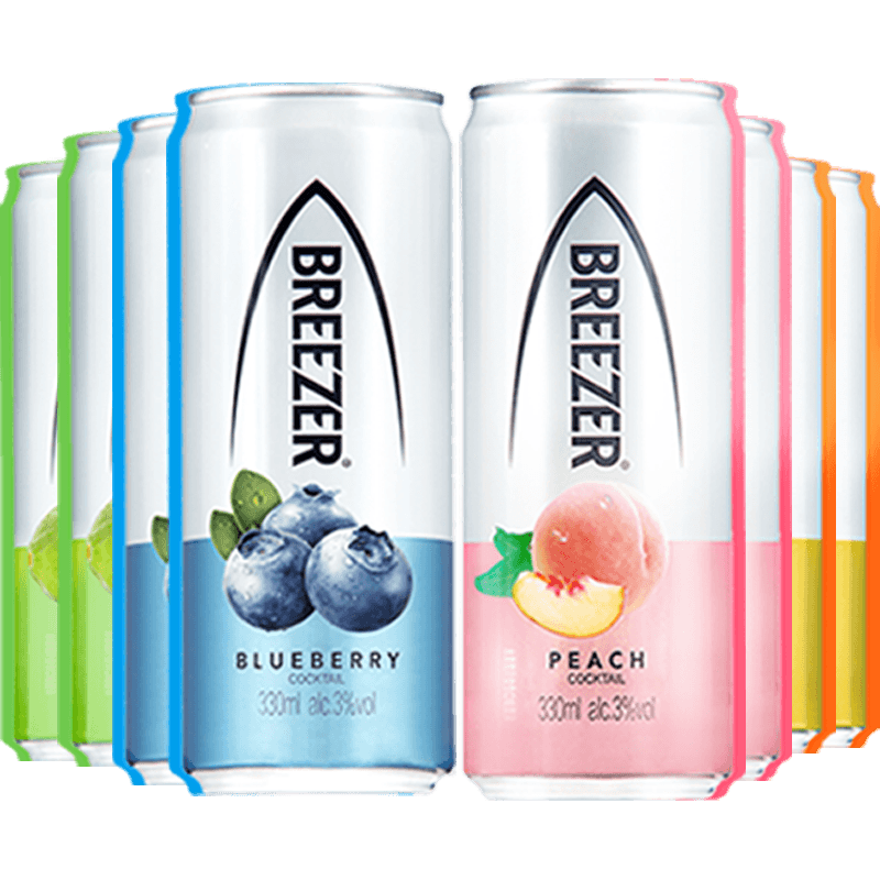 breezer百加得冰锐预调酒鸡尾酒3度4种口味混合装330ml*8罐装