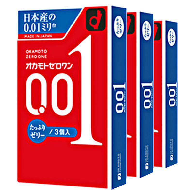 okamoto冈本001避孕套200超薄001安全套3只装3盒男用润滑避孕