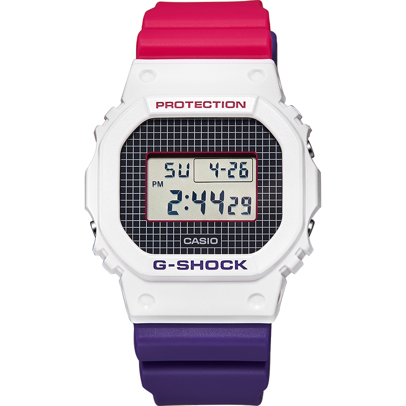 卡西欧情侣 casio 手表男桃紫时尚石英腕表日历防水dw-5600thb-7