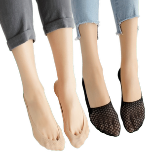 脚底袜子女船袜浅口冰丝硅胶防滑全隐形超薄款镂空透气夏季不掉跟