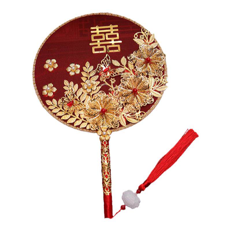 古风团扇新娘结婚庆中式婚礼出嫁喜扇手捧花diy手工秀禾服成品扇