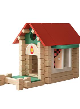 木玩世家儿童拼插搭盖小房屋子益智玩具榫卯积木立体手工diy建筑