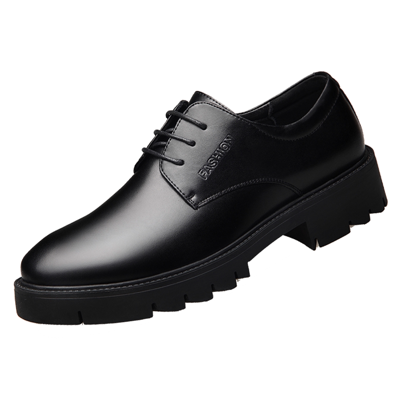 皮鞋男8cm10cm韩版冬季加绒潮商务正装发型师青年系带 - 喜登迪路旗舰