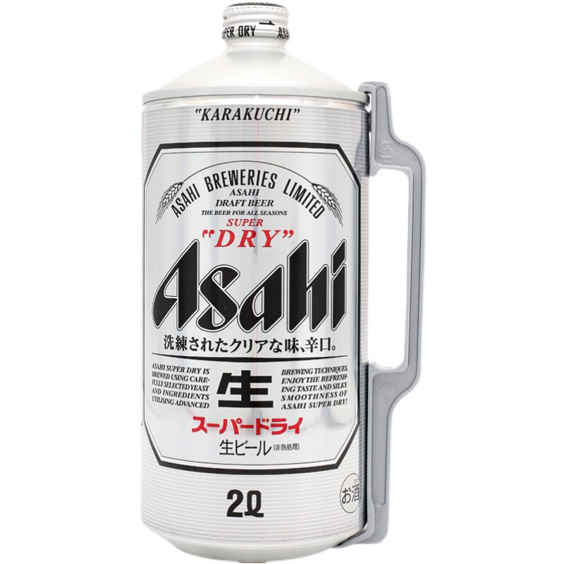 新日期日本进口朝日asahi超爽啤酒精酿生啤2l大桶装男士扎啤原装