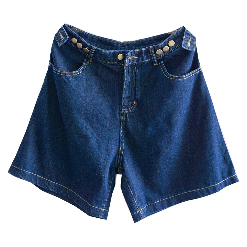 2021秋季新款深蓝色纯棉5分牛仔半裤显白瘦宽松百搭宽松潮chic裤