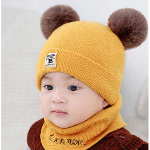 秋季宝宝帽子女0一1岁 婴儿公主秋冬4个月黄色男宝12个月十一个月