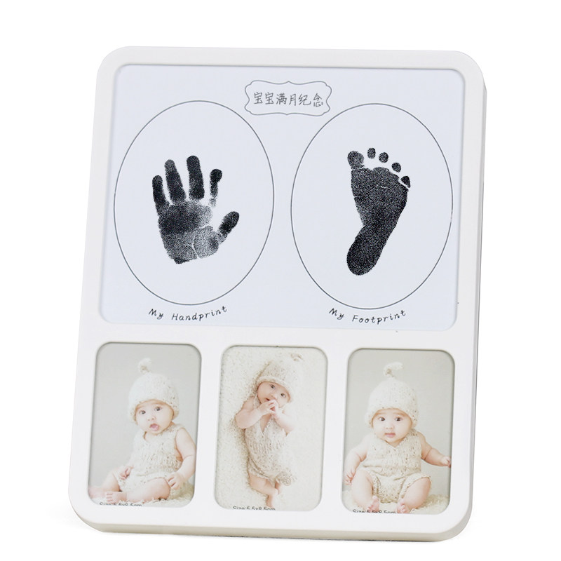 宝宝手足印泥新生儿手脚印婴儿满月百天礼物周岁手印纪念相框摆台