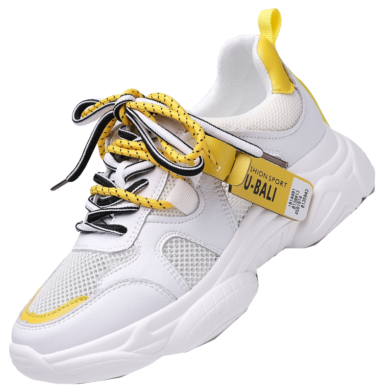 真皮ins老爹鞋女网红休闲小白鞋 2019春夏网面透气厚底运动旅游鞋