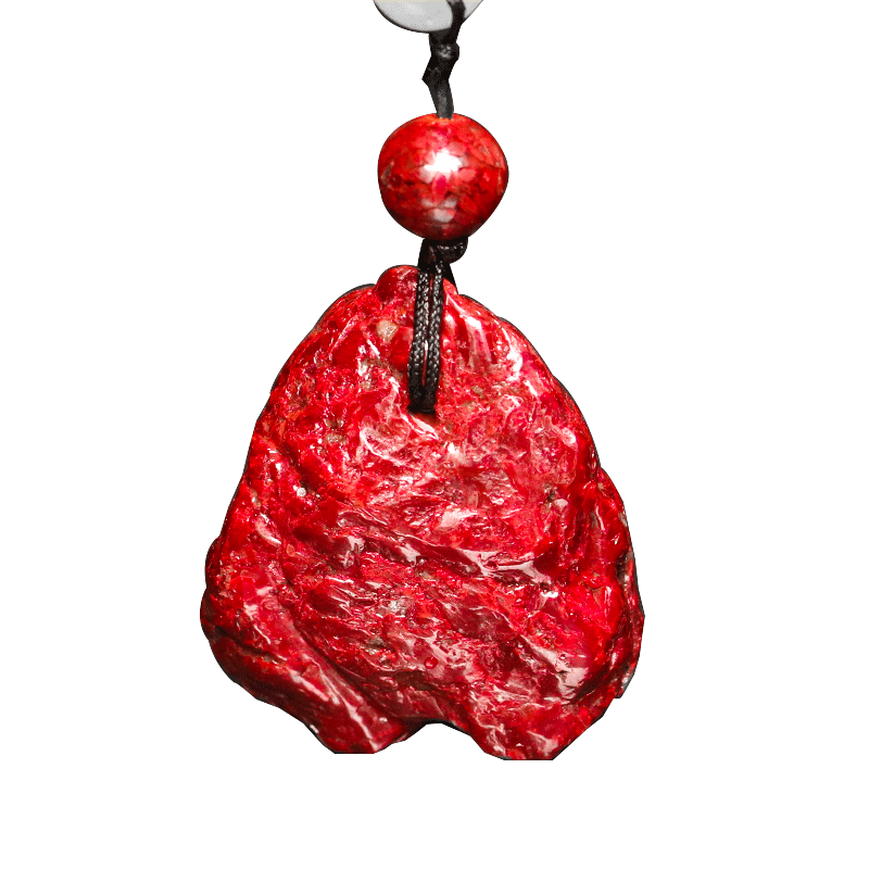 朱缘聚朱砂原石吊坠男女本命年自然部分透光无根砂原矿项链