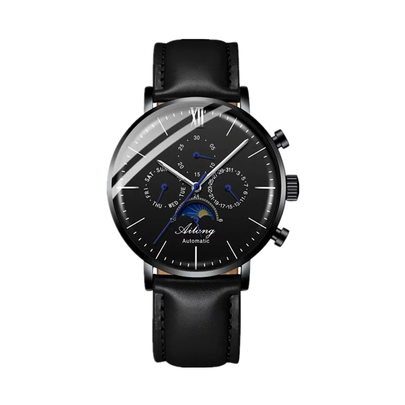 手表男士机械表全自动新概念真皮带时尚潮流防水腕表夜光 - 法洛蒂