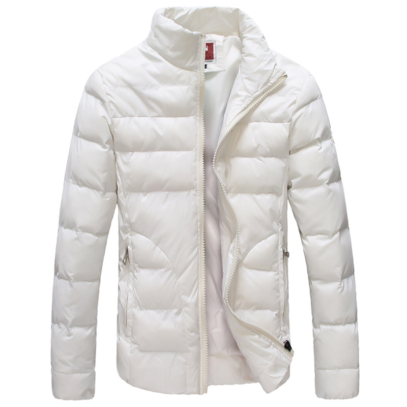 冬季青年纯白色棉衣男学生加厚外套短款羽绒棉服大码立领修身棉袄
