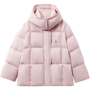 爱居兔保暖防寒连帽羽绒服2025年冬季新款女运动减龄面包服冬