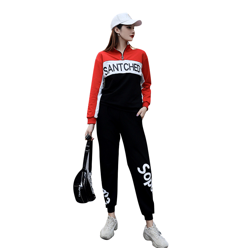 曳步舞套装宽松韩版鬼步舞衣服女广场舞运动套装时尚加绒加厚秋冬