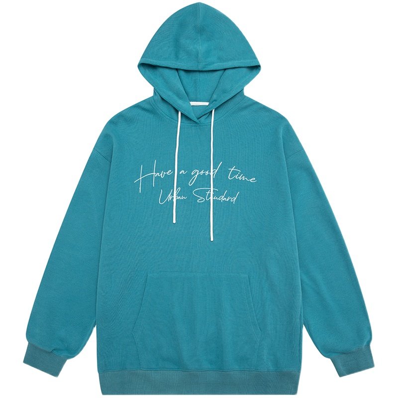 urbanstandard日系刺绣卫衣男连帽春季套头宽松上衣袋鼠兜帽衫