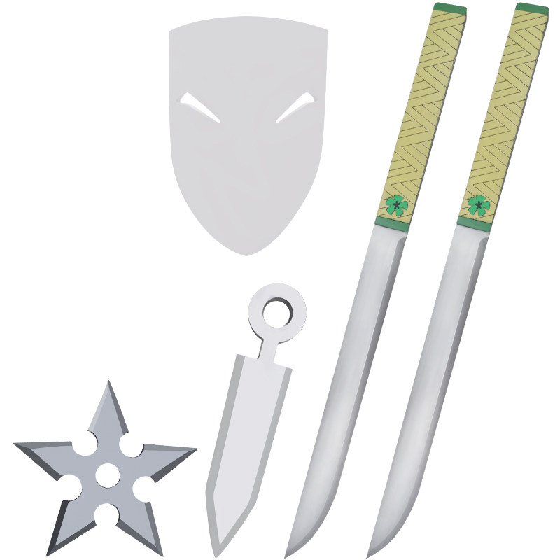 刺客伍六七 梅花十三cos道具儿童玩具双刀面具飞镖发刀未开刃木质