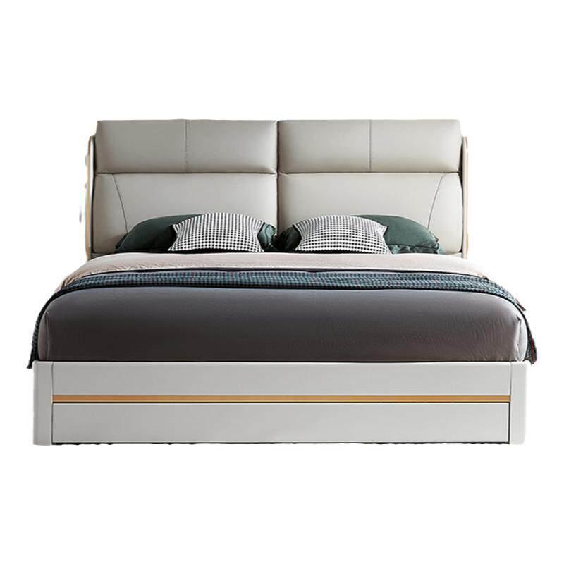 全友家居科技布床布艺床现代简约双人床软包卧室皮艺床家具127701