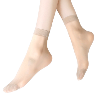 浪莎丝袜女薄款短超薄耐磨水晶丝透明黑肉色防勾丝中筒袜子女夏