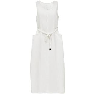 ONLY2026春季新款拼接剪裁宽松显瘦U型领无袖白色牛仔长裙连衣裙