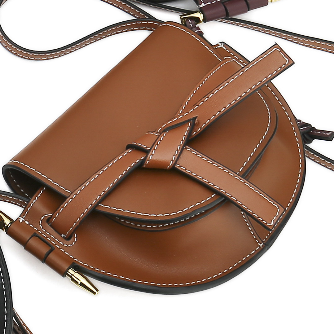 复古牛皮蝴蝶结马鞍包单肩斜跨包迷你小包真皮女包微瑕疵