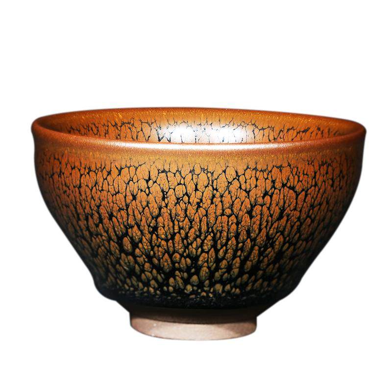 叶翔大师手工建盏黄鹧鸪斑茶盏大口径主人杯单杯建窑铁胎茶杯建阳