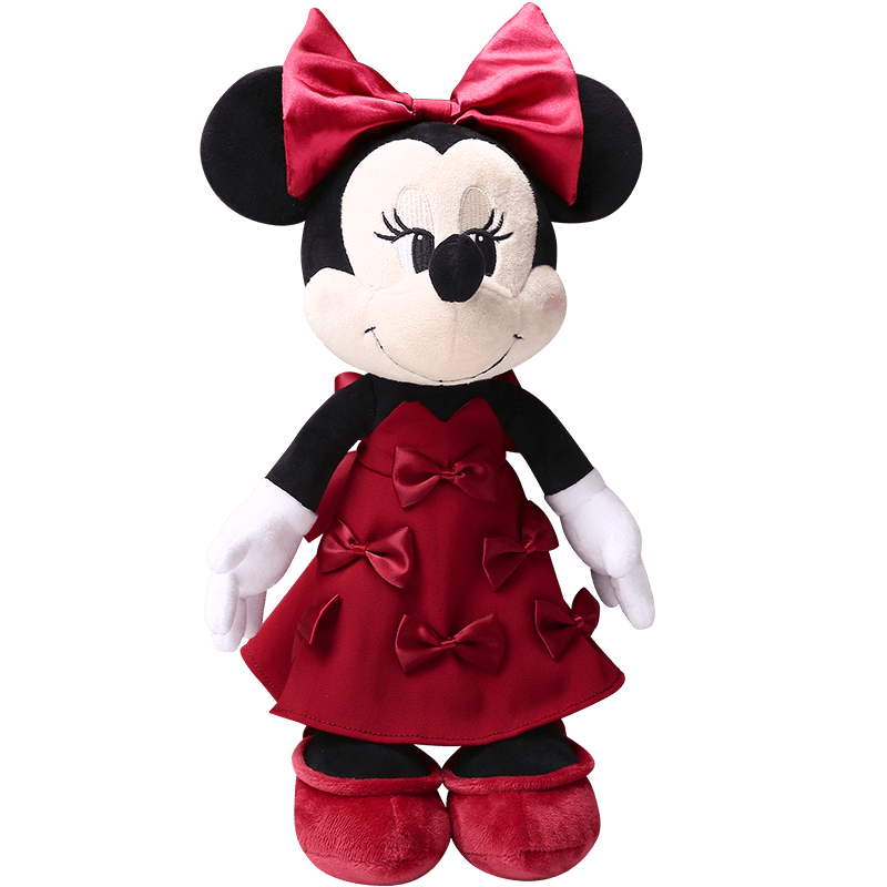 迪士尼商店 米妮公仔新年红色蝴蝶结可爱米妮毛绒玩偶公仔玩具