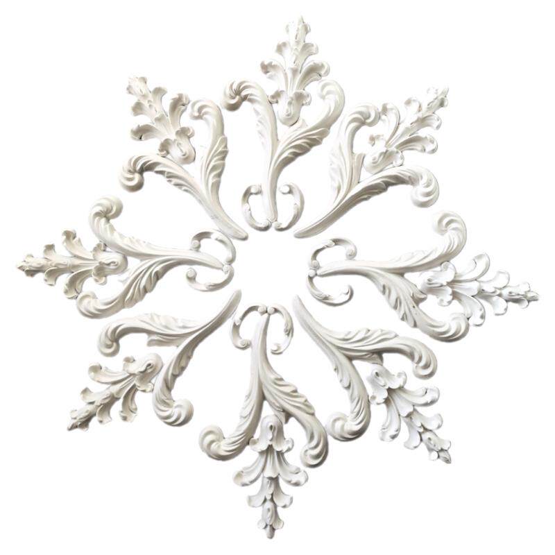 法式石膏灯盘拼花角组合叶子镂空线条天花板吊顶灯池圆形花朵灯盘