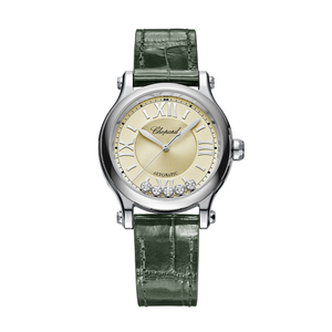 新品Chopard蕭邦快樂鉆石復(fù)古綠機(jī)械腕表時(shí)尚女表瑞士禮物