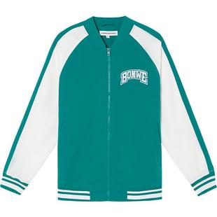 美特斯邦威夹克男士春秋季新款撞色复古刺绣外套经典棒球领上衣