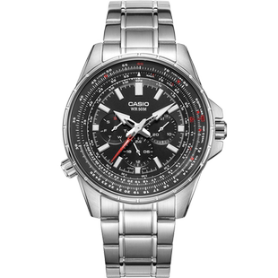 卡西欧casio手表男士皮带防水精钢带mtp-1374l-1a三眼休闲石英表