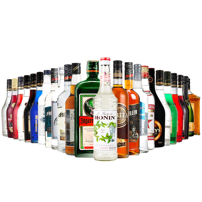 豪华版鸡尾酒基酒套装金酒伏特加自调酒洋酒组合石榴味糖浆特基拉