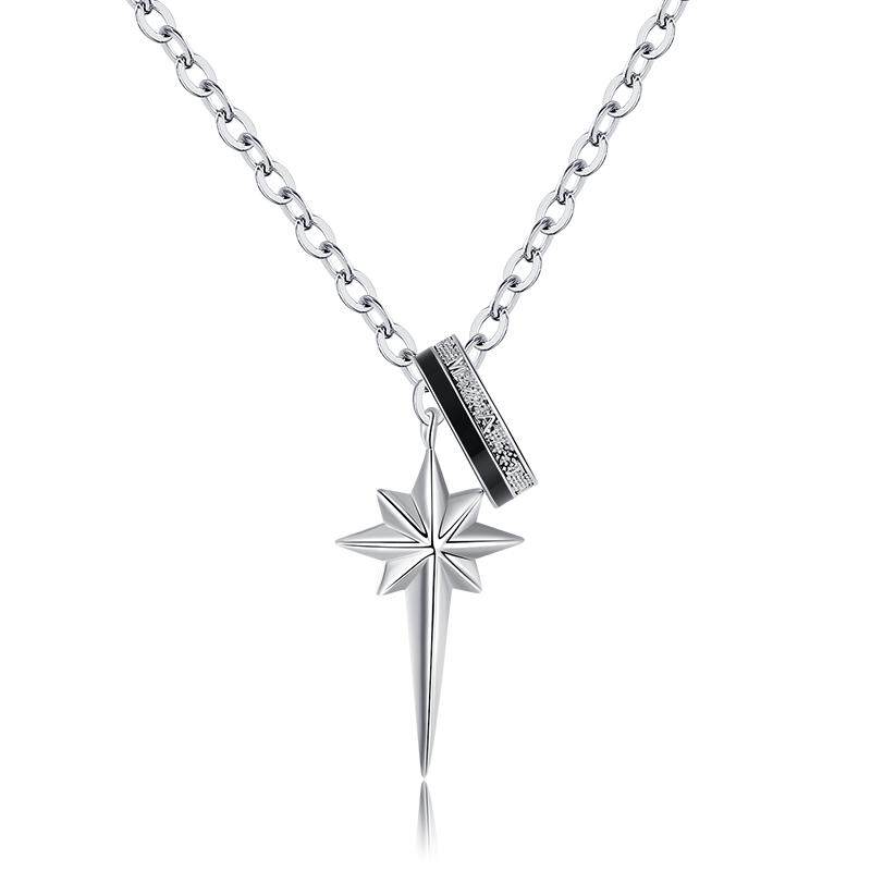 八芒星纯银项链男潮嘻哈轻奢小众设计感吊坠送男友生日情人节礼物