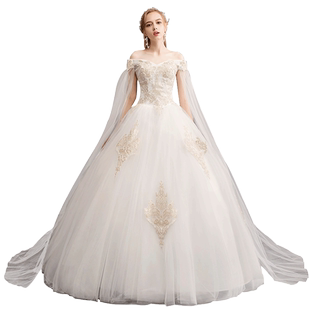 白色主婚纱2019新款新娘女小个子法式轻纱齐地森系超仙简约出门纱