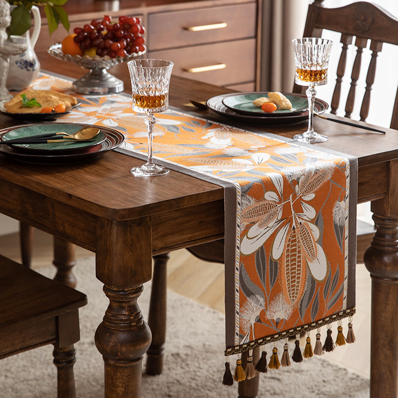 蔓越家复古提花桌旗布艺餐桌旗布茶几电视柜法式桌布餐桌布餐垫