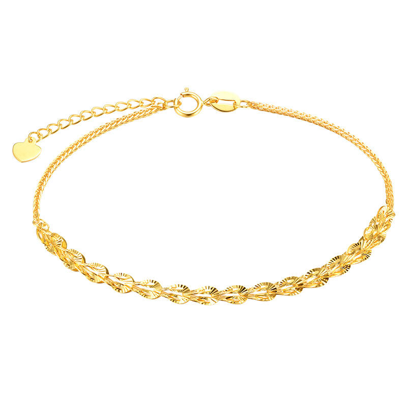 18k金手链女彩金手链玫瑰金手链k金手链au750手链细手镯黄金正品