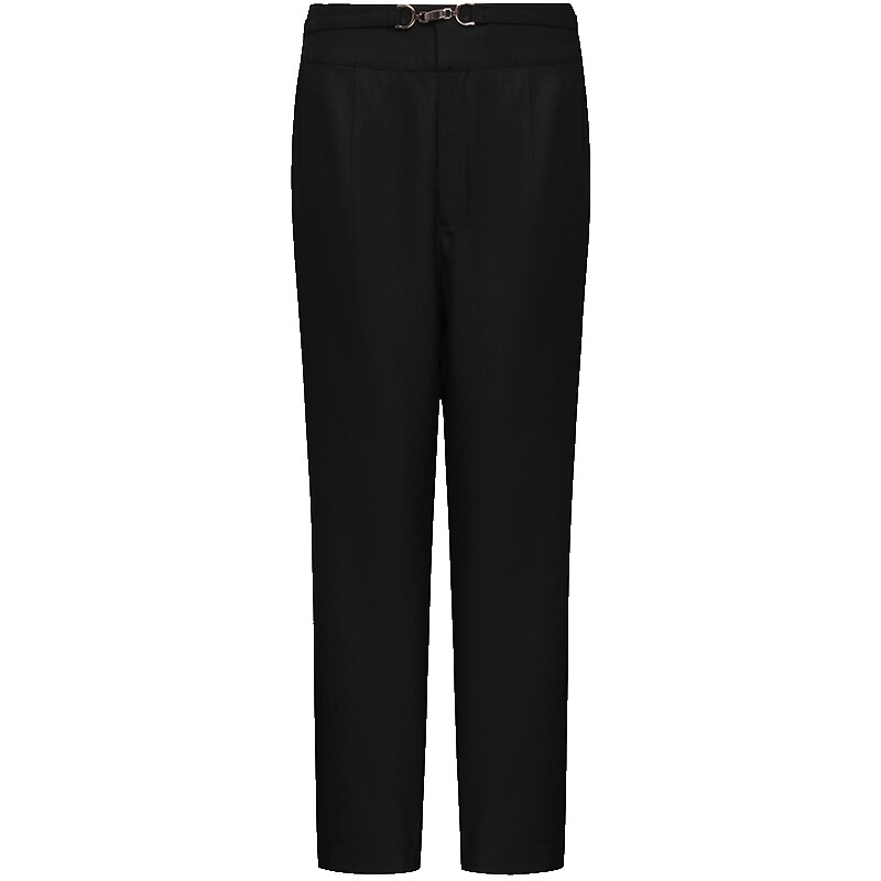 Aquascutum/雅格狮丹秋冬黑色装饰扣简约女式休闲裤Q4664EL021