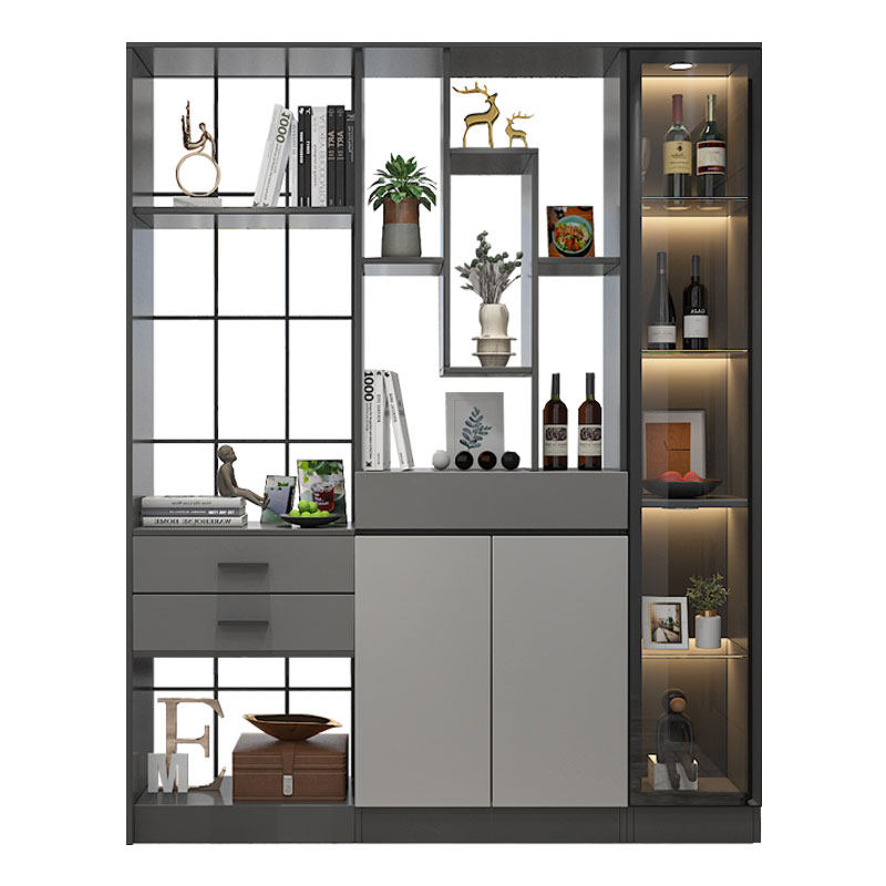 进门玄关柜鞋柜一体高档轻奢铁艺屏风入户隔断柜现代客厅酒柜北欧