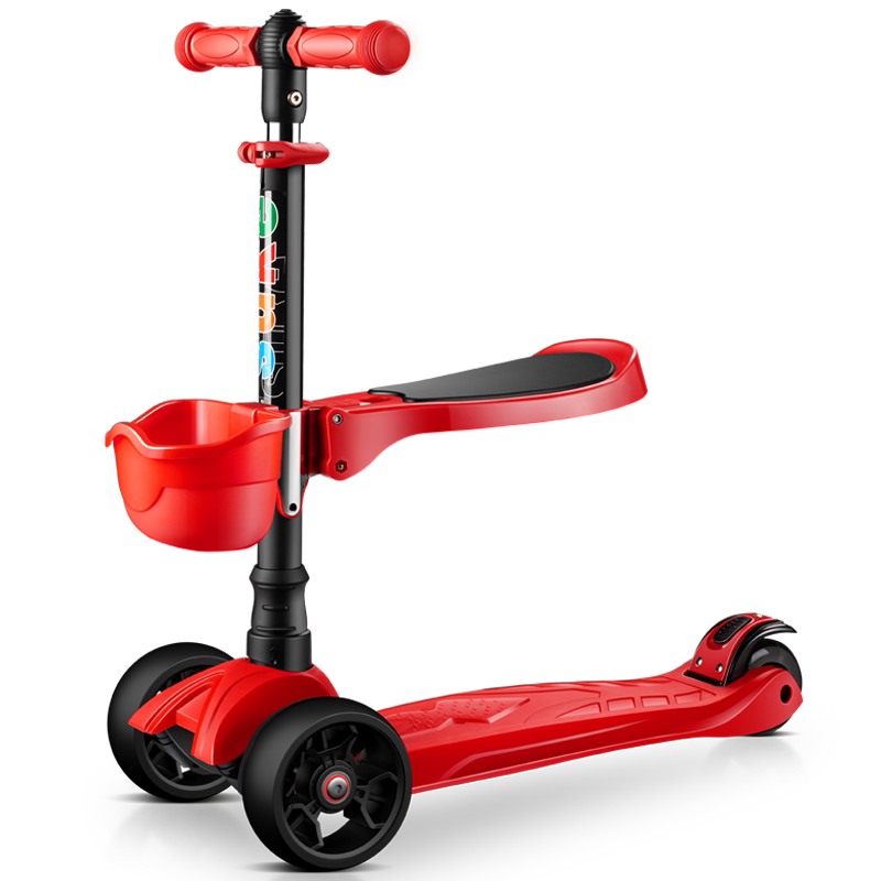 速客儿童滑板车2-6岁宝宝可坐四轮闪光3岁幼儿三合一初学者滑滑车