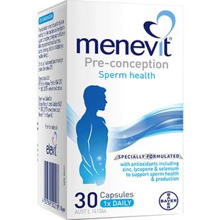 【自营】Menevit爱乐维男士孕期叶酸复合维生素胶囊补充锌硒30粒