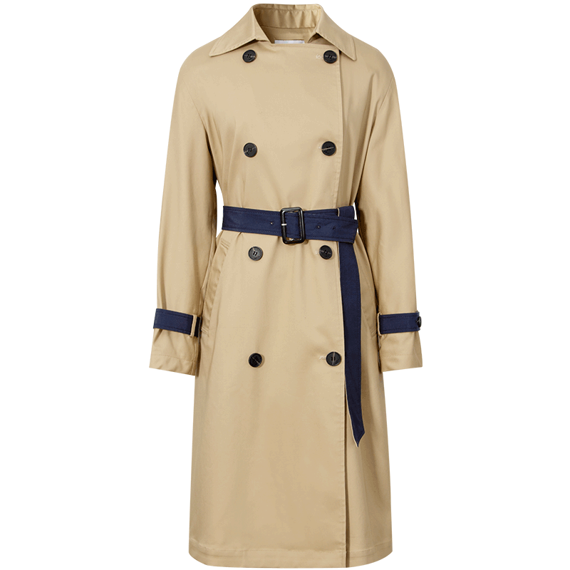 伊芙丽2020秋季新款简约复古设计感宽松时尚气质长款天丝棉风衣女