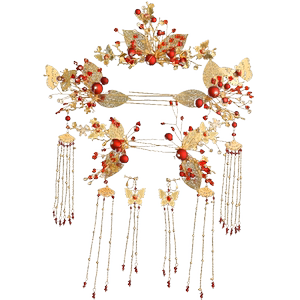 2020新款秀禾服头饰中式新娘景泰蓝凤冠流苏步摇古装发饰配饰品